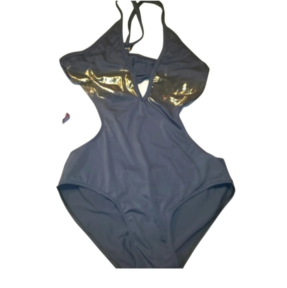 🤍 Women's  grey / gold One-peace custom design swimsuit 🩱